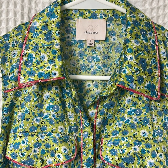 Cinq a Sept Hazel Floral Satin Midi Shirtdress Size 6 - Picture 6 of 12